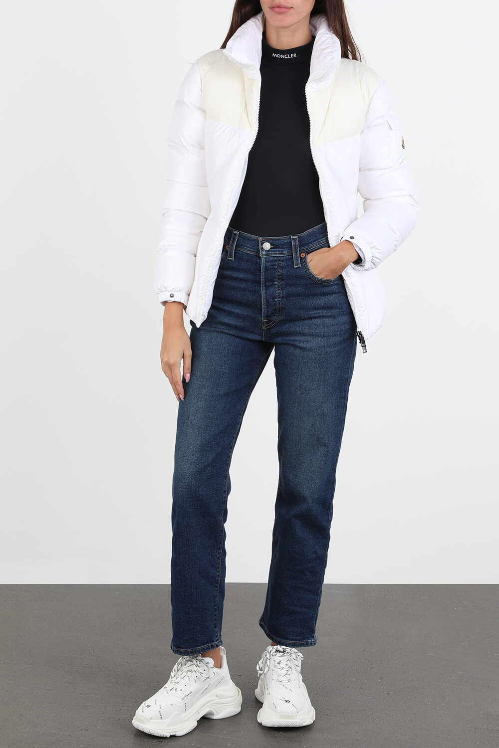 מעיל פאפר מרוכסן בגוון לבן